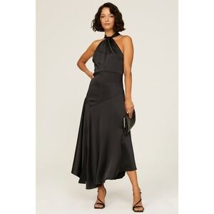 Ted Baker Renon Midi Dress Twist Neck Black Size L